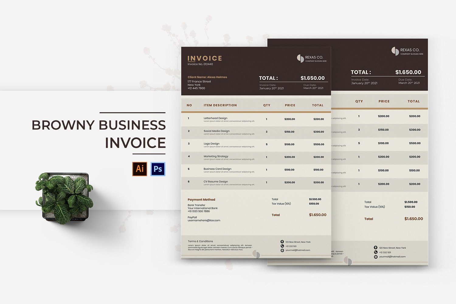 Browny Business Invoice Print Template