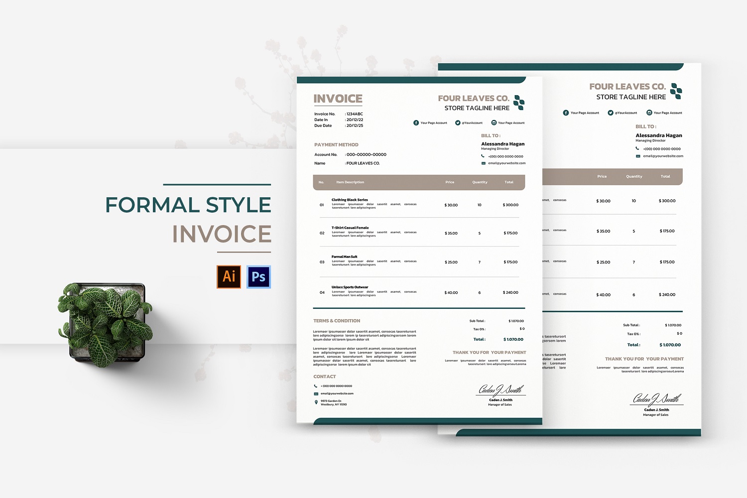 Formal Style Invoice Print Template