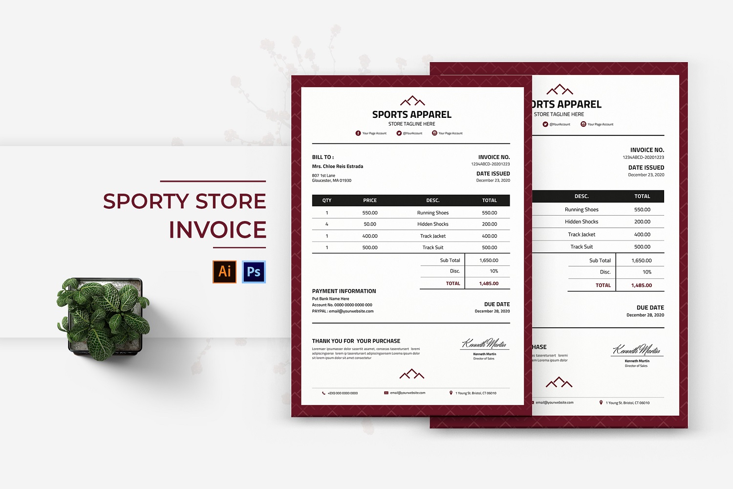 Sporty Store Invoice Print Template