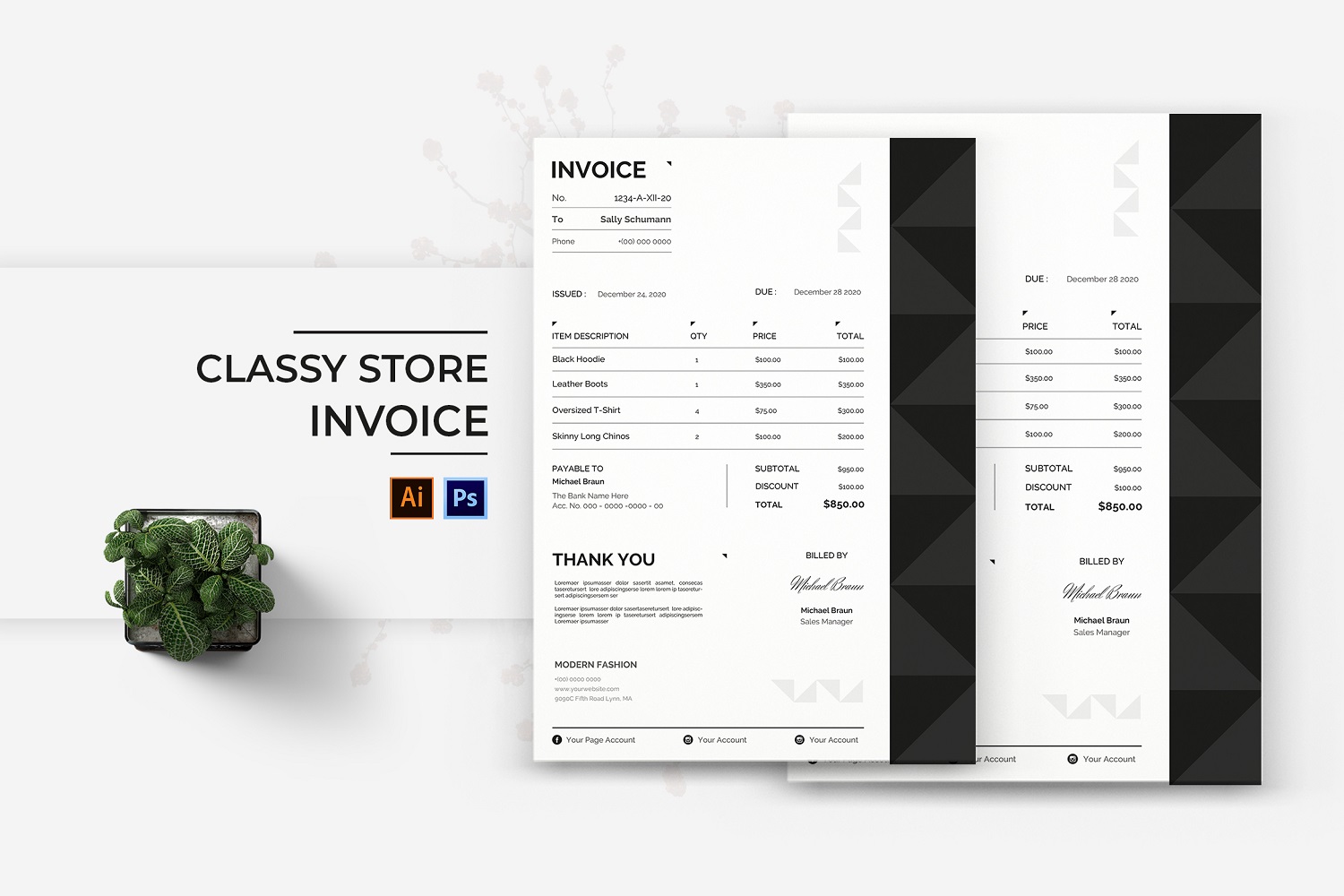 Classy Store Invoice Print Template