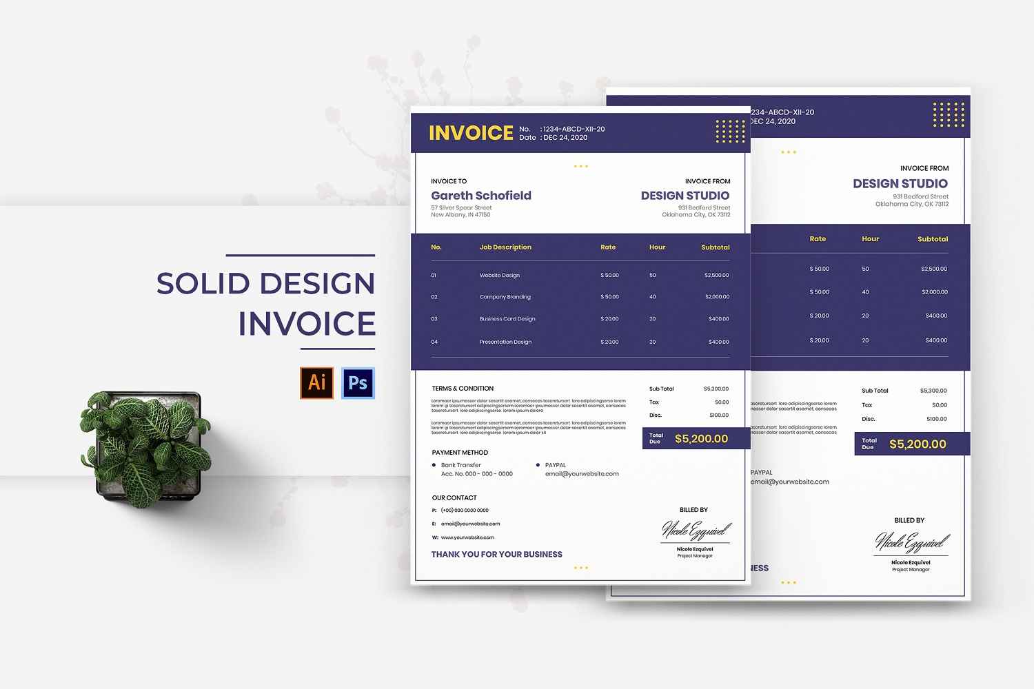 Solid Design Invoice Print Template