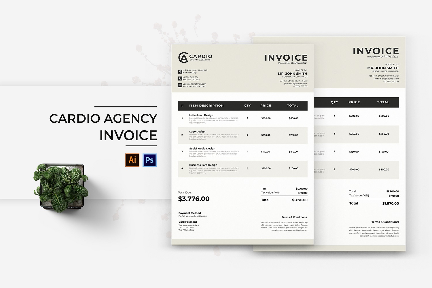 Cardio Agency Invoice Print Template