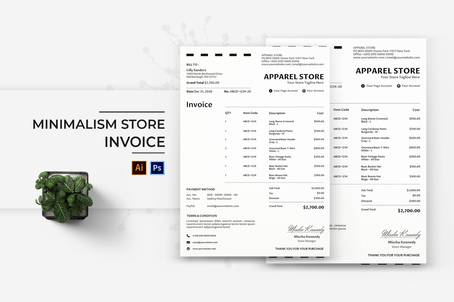 Minimalism Store Invoice Print Template