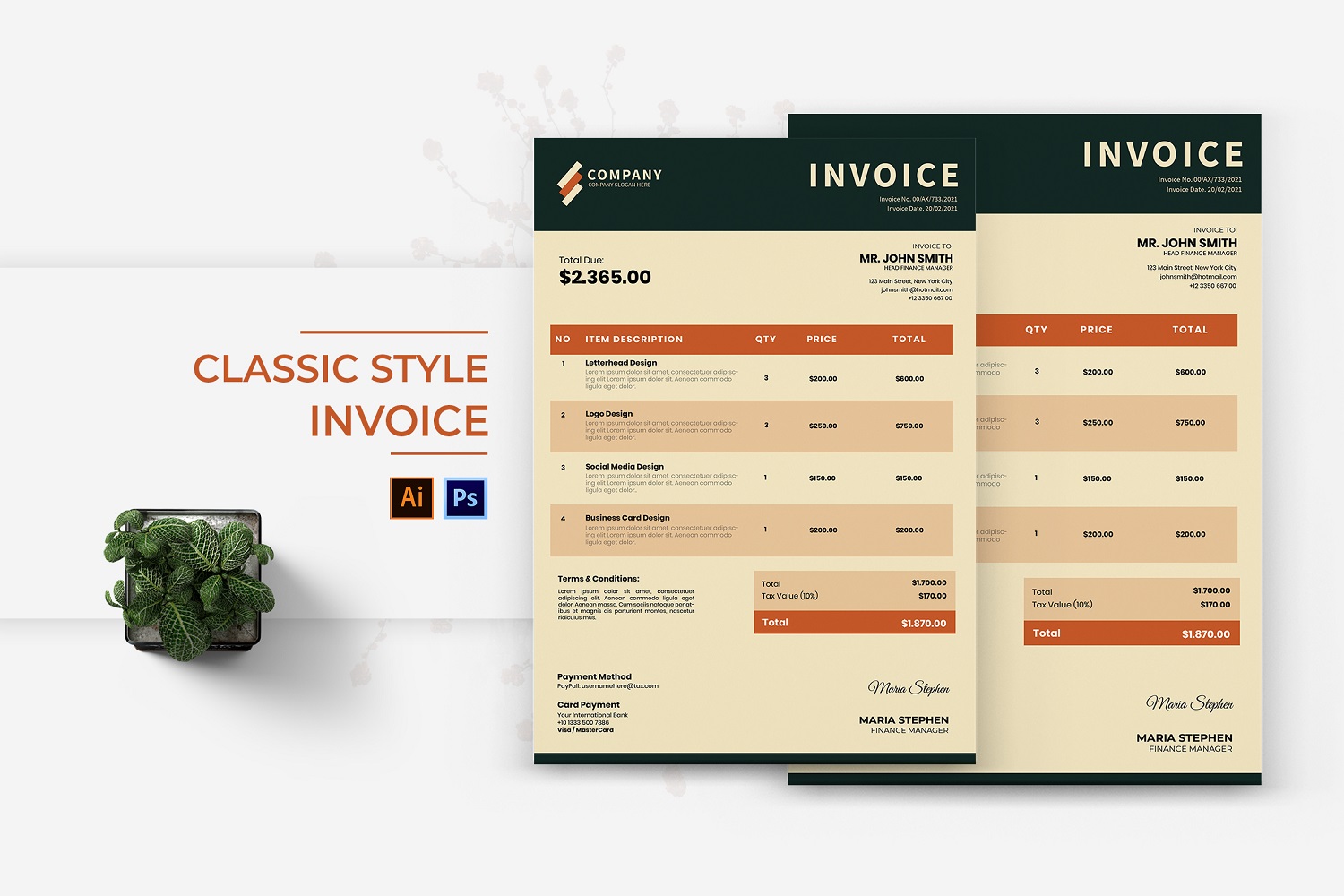 Classic Style Invoice Print Template