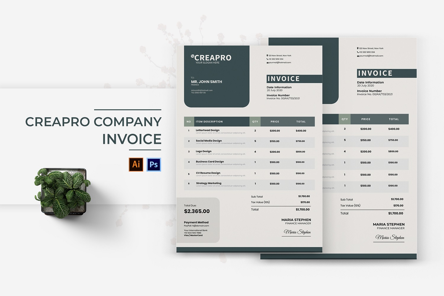 Creapro Company Invoice Print Template