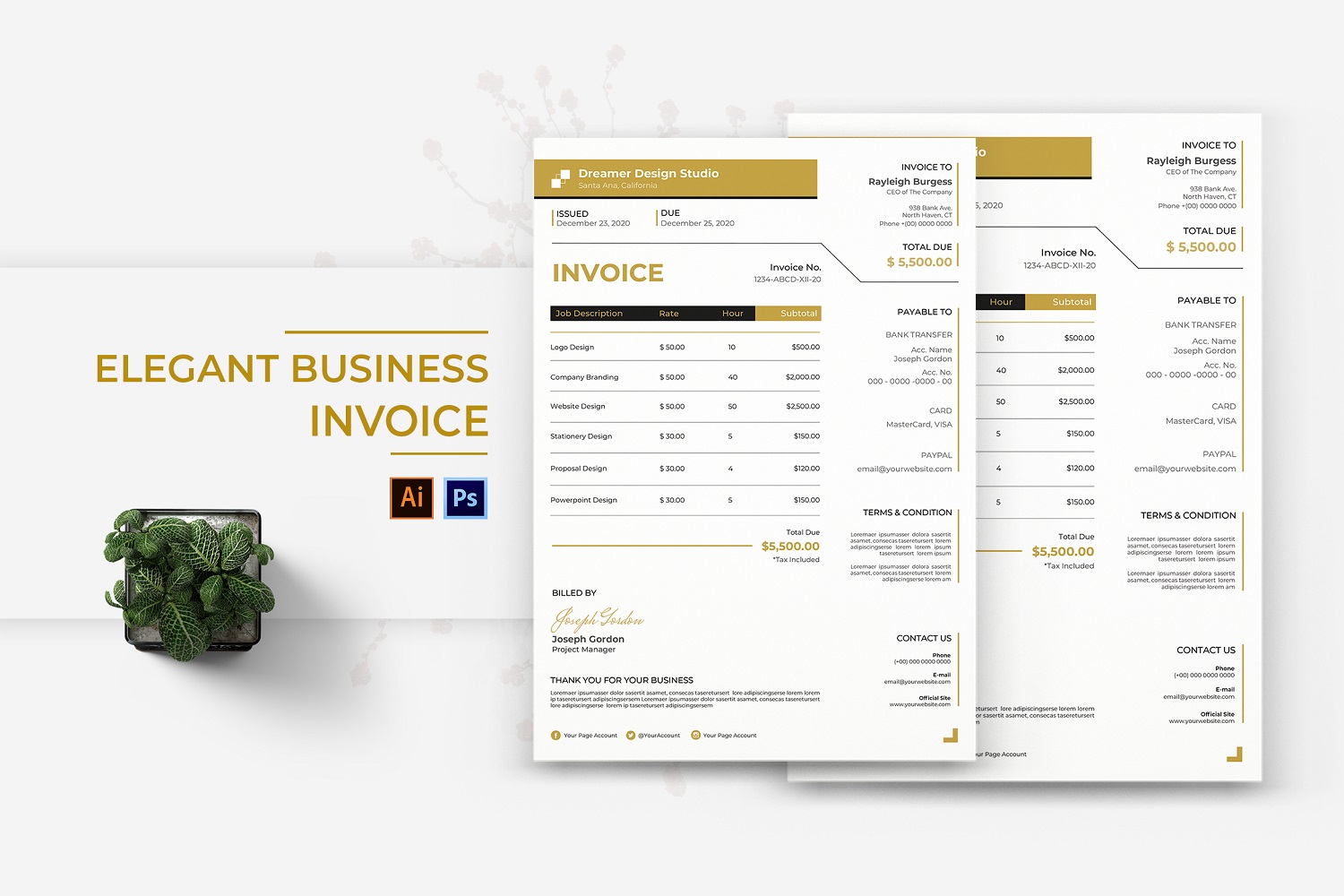 Elegant Business Invoice Print Template