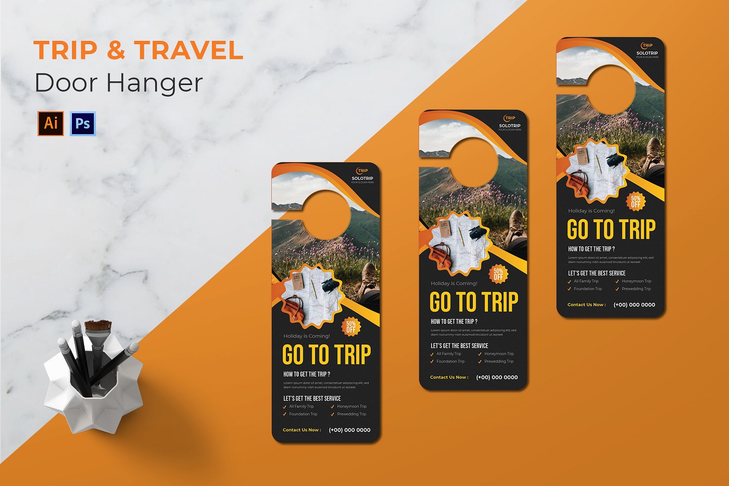 Trip Travel Door Hanger Print Template