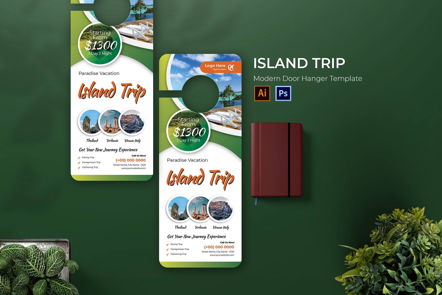 Island Trip Door Hanger Print Template