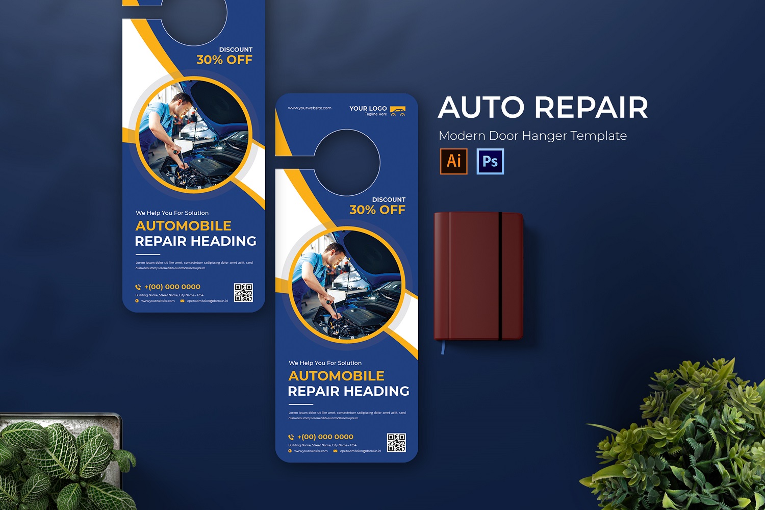 Auto Repair Door Hanger Print Template