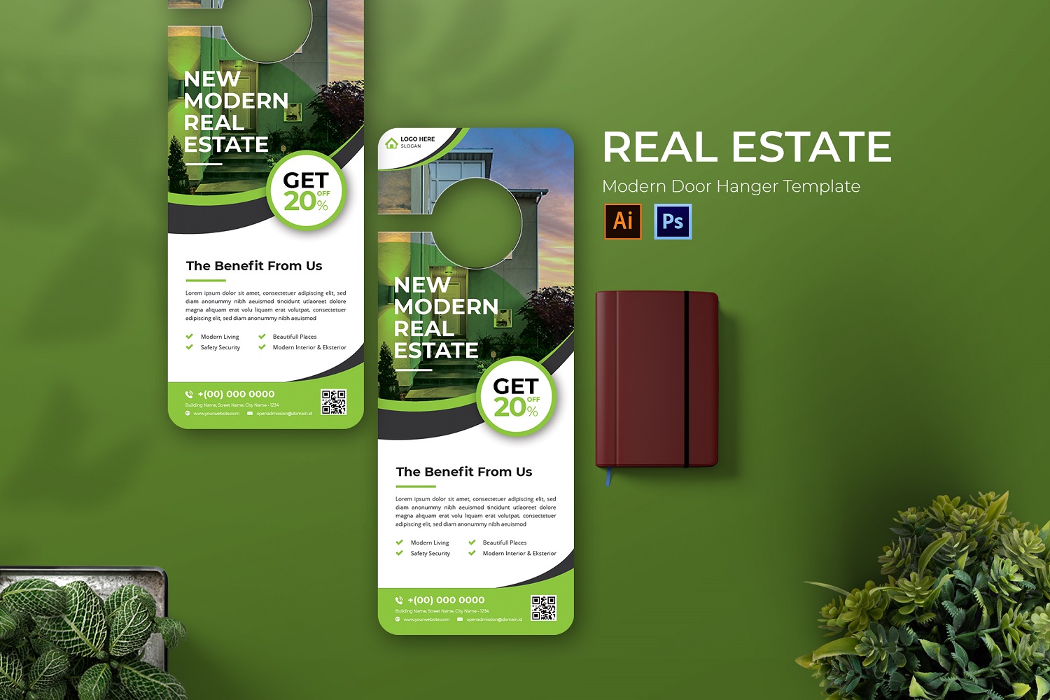 Real Estates Door Hanger Print Template