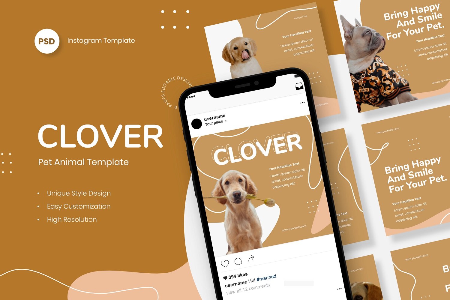 Clover - Pet Animal Instagram Post Template