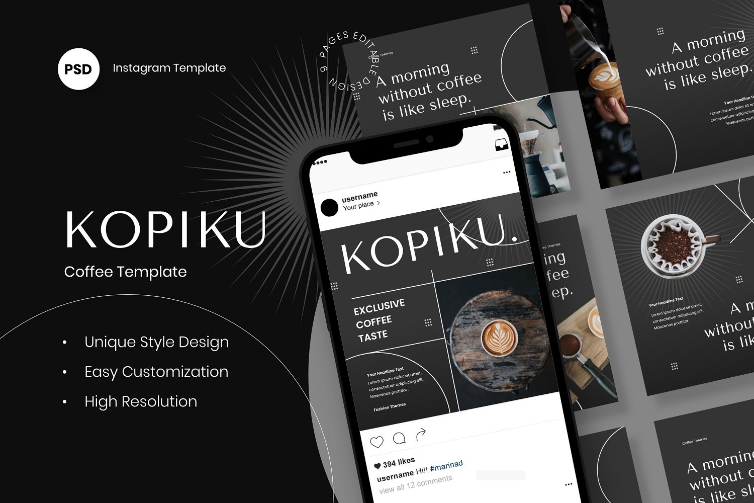 Kopiku - Coffee Instagram Post Template