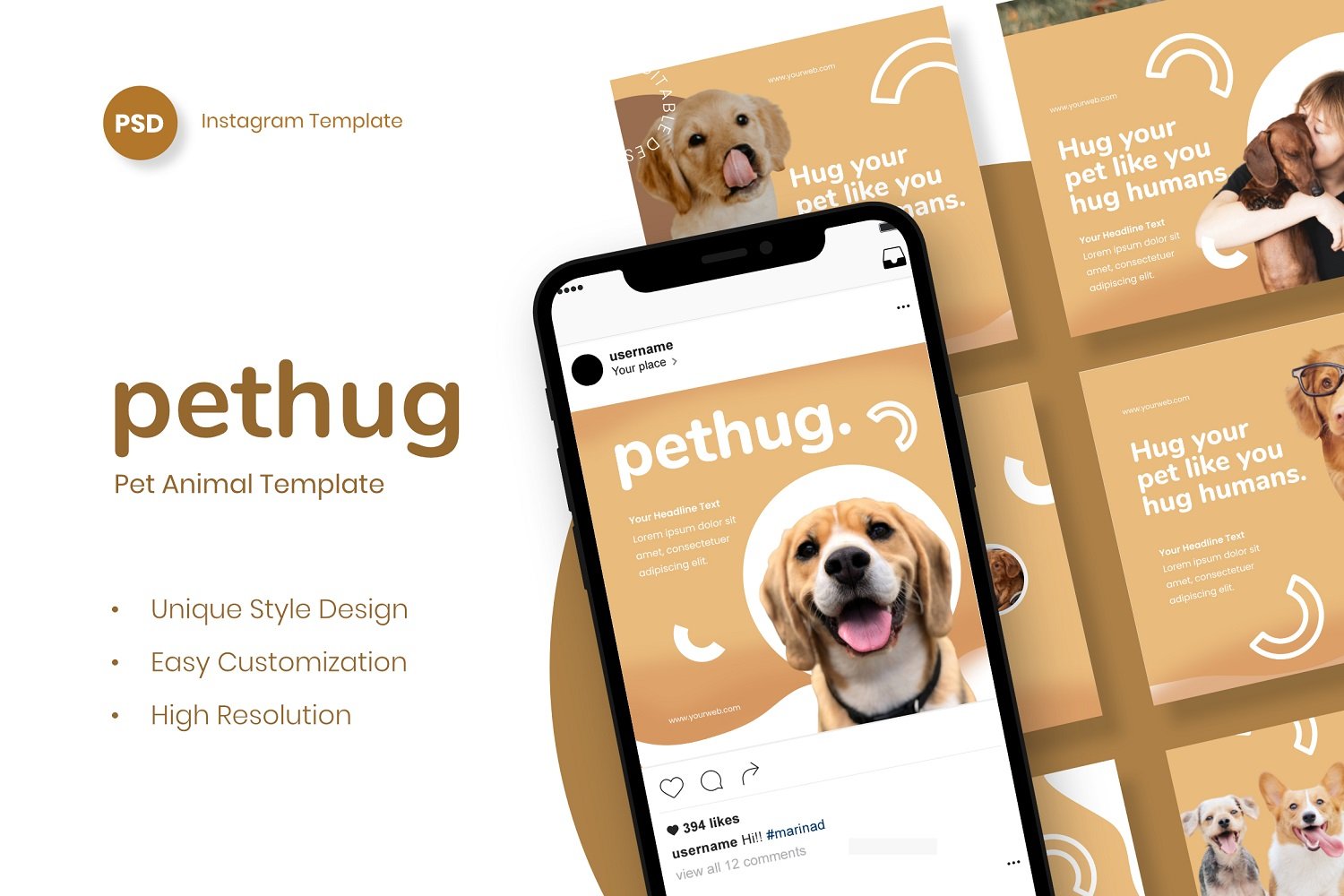 PetHug - Pet Animal Instagram Post Template