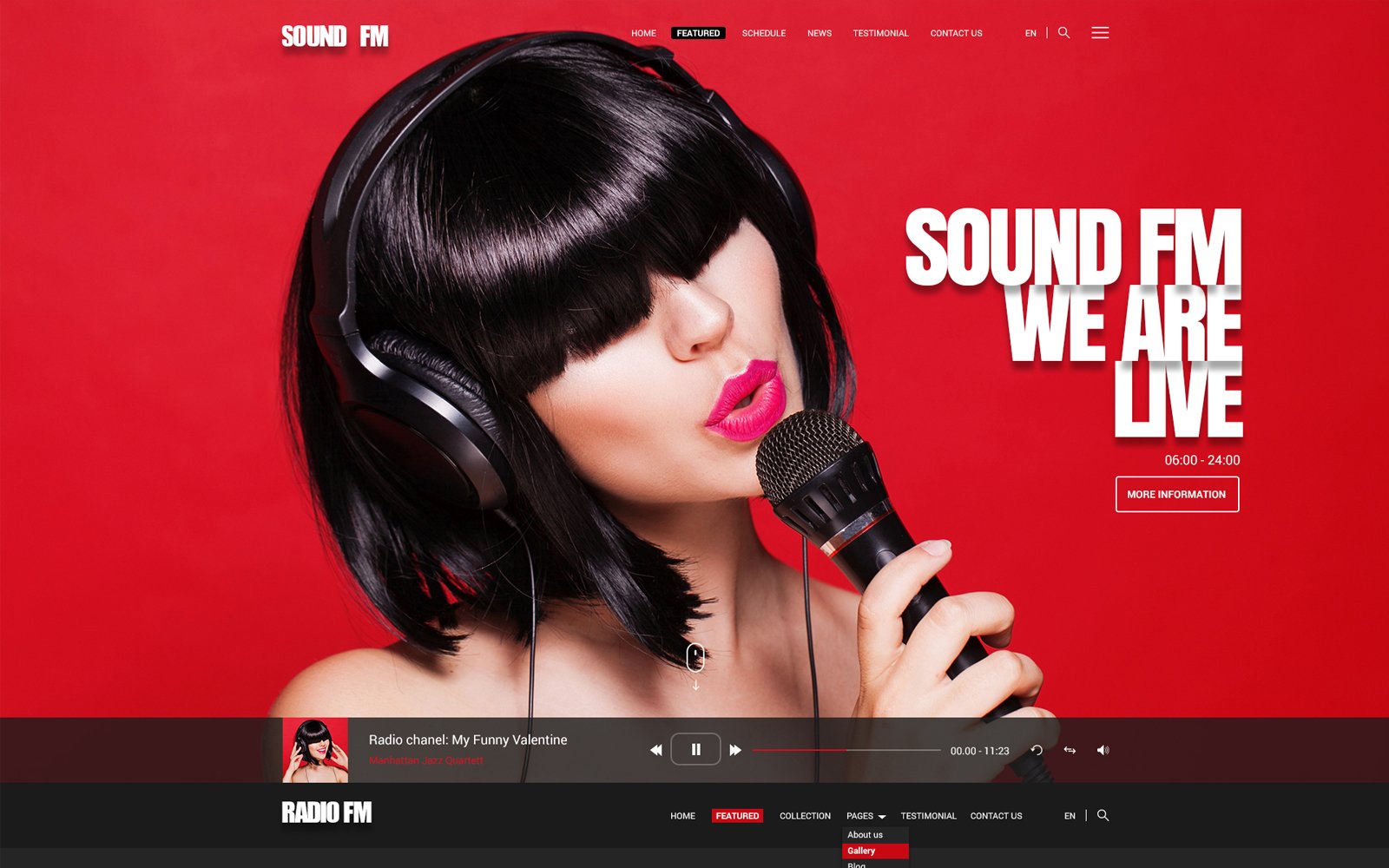 Radio-FM - Website Template - Red and Black Theme