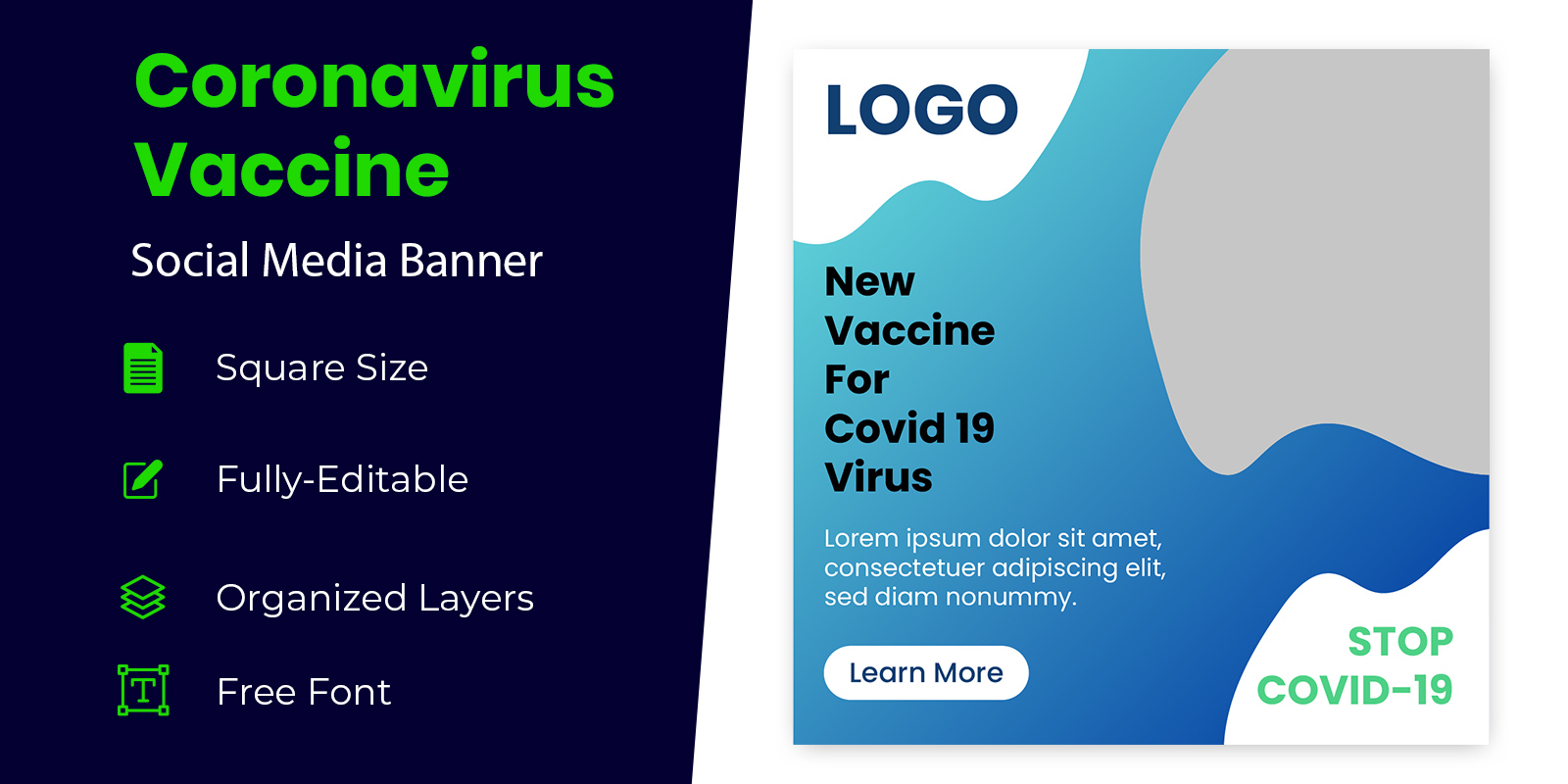 Coronavirus Vaccine Social Media Banner Design