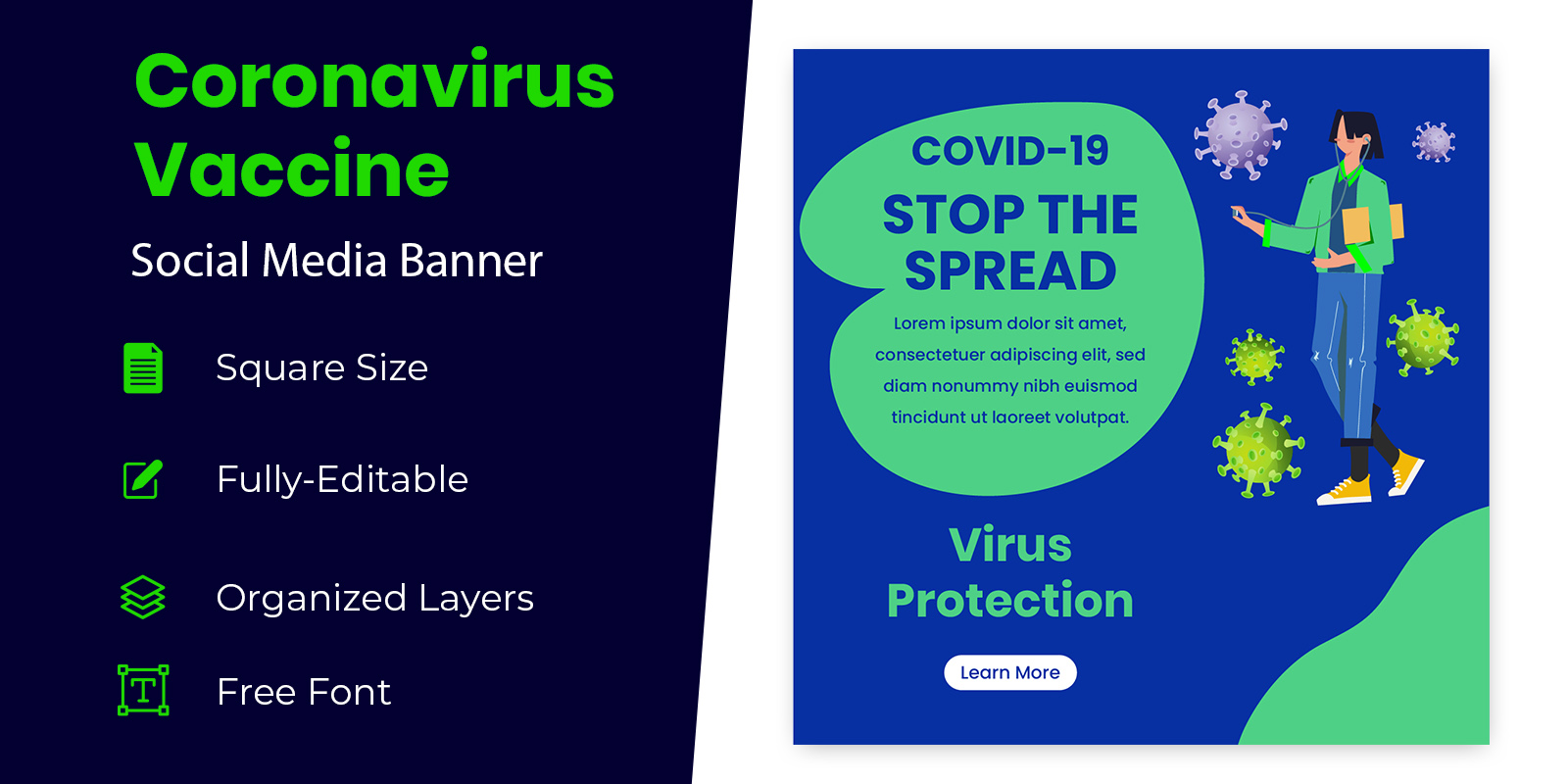 Prevention of Covid-19 Social Media Banner Design