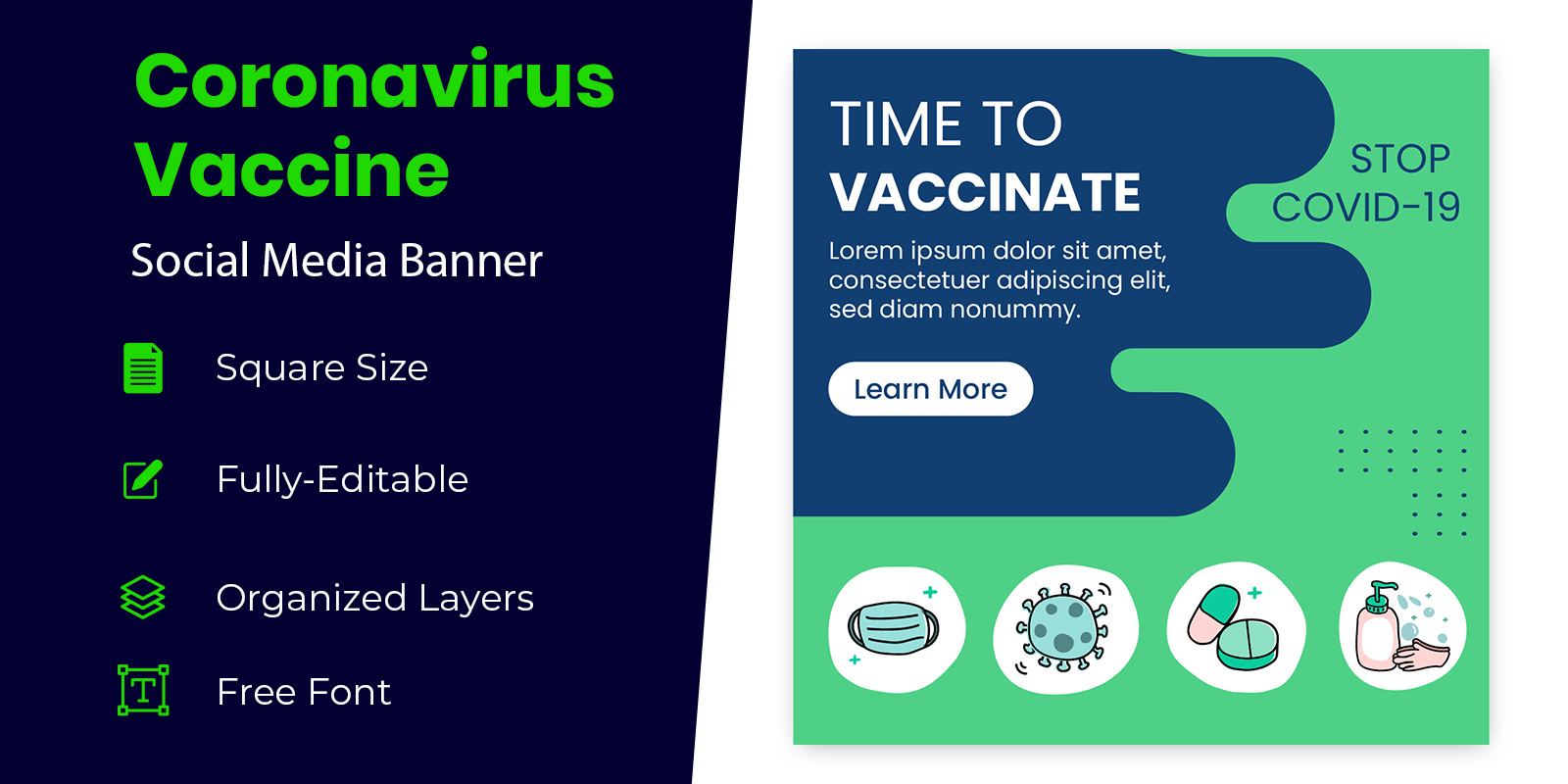 Social Distancing Prevent Coronavirus Banner Design