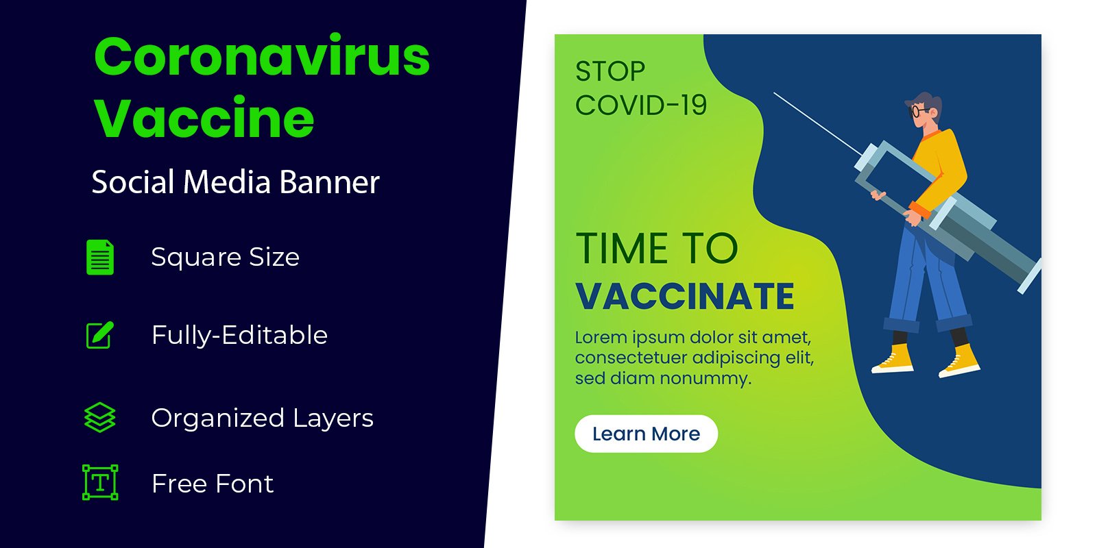 Stop Covid-19 Vaccine Social Media Design