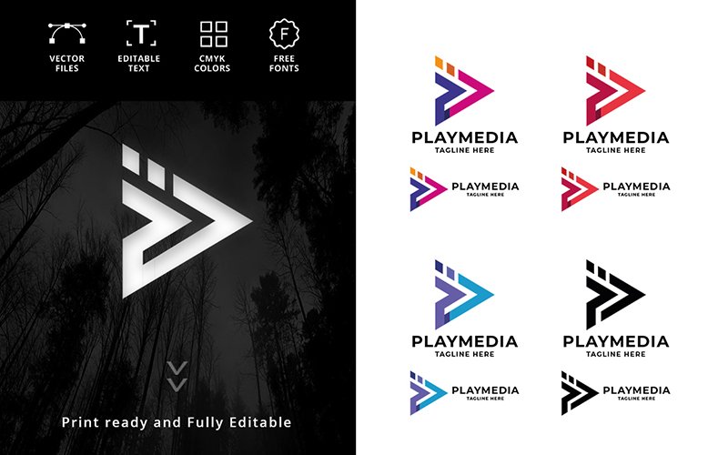 Professional Media Player Letter P Logo