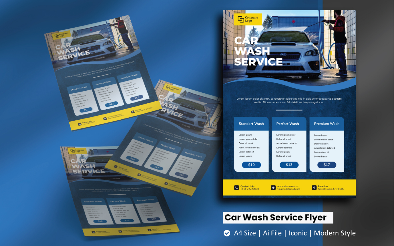 Car Wash Service Flyer Corporate Identity Template