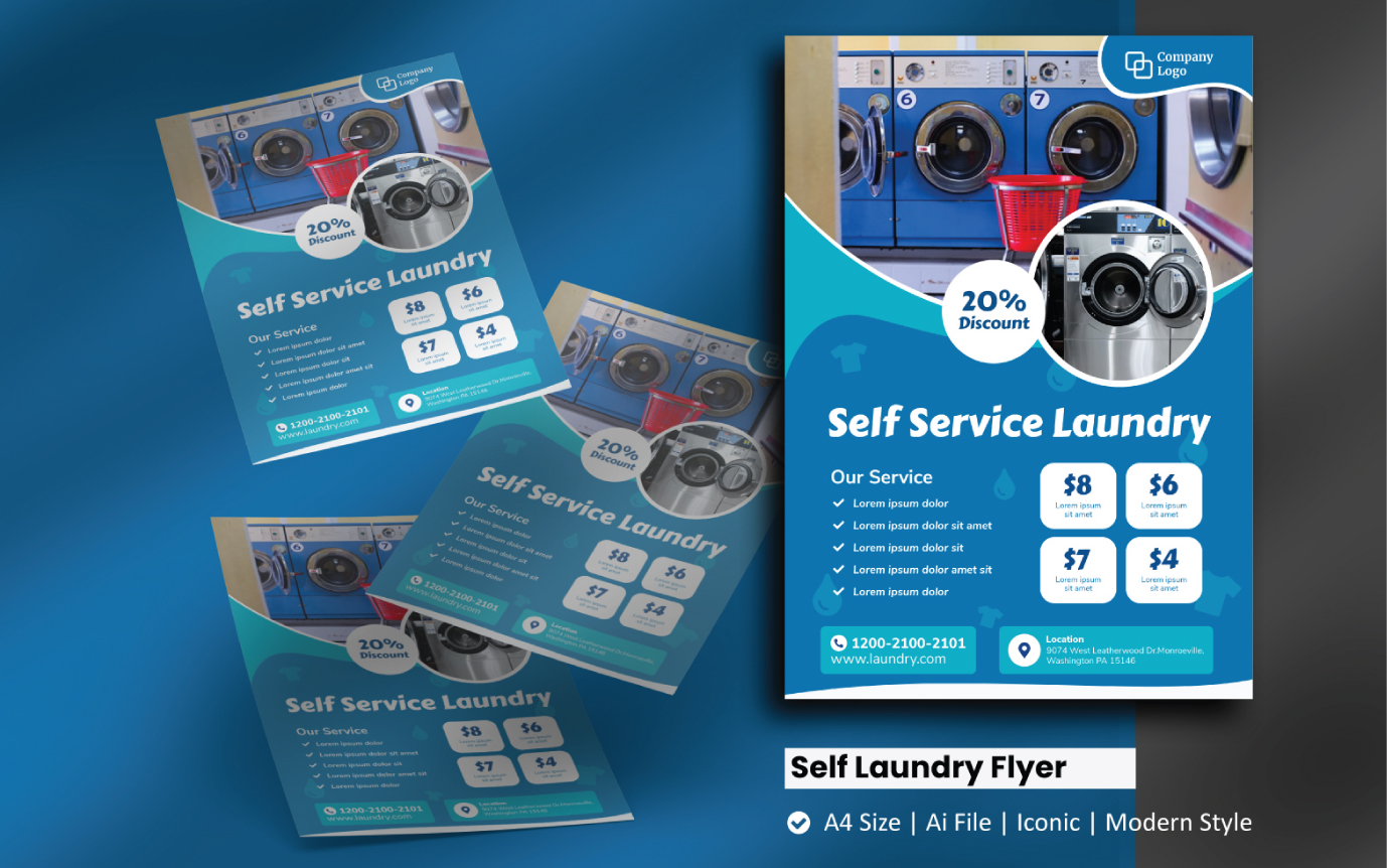 Self Service Laundry Flyer Corporate Identity Template