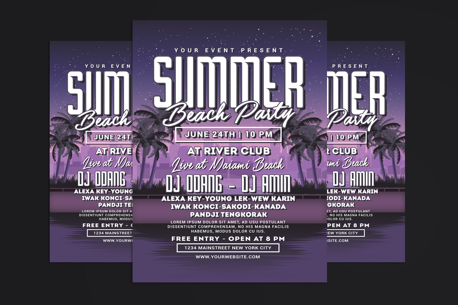 Summer Night Beach Party Flyer Template