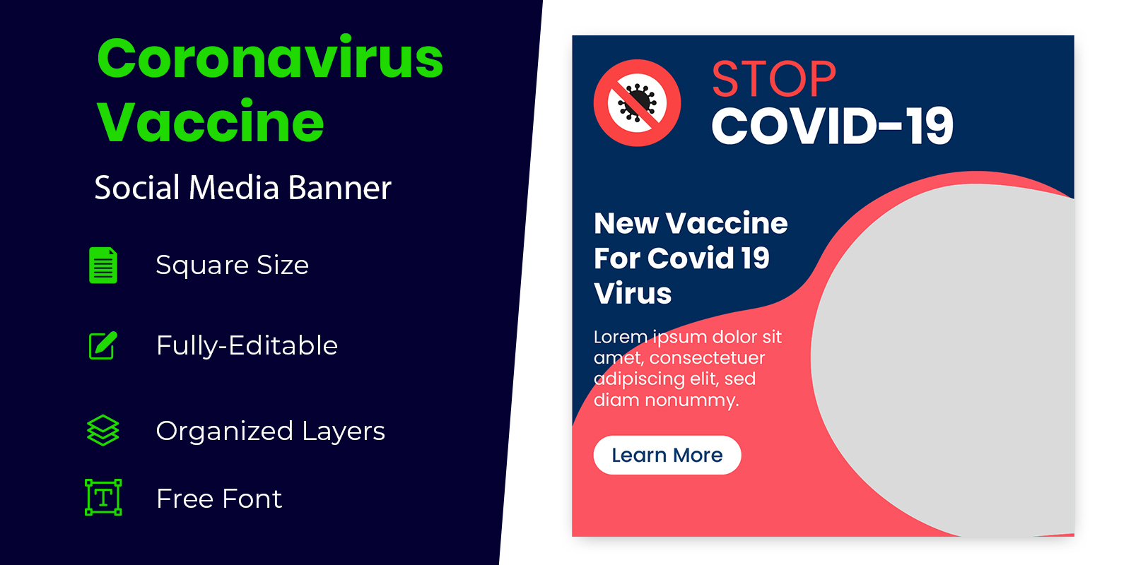 Prevention of Coronavirus Vaccine Vector Illustration Social Media