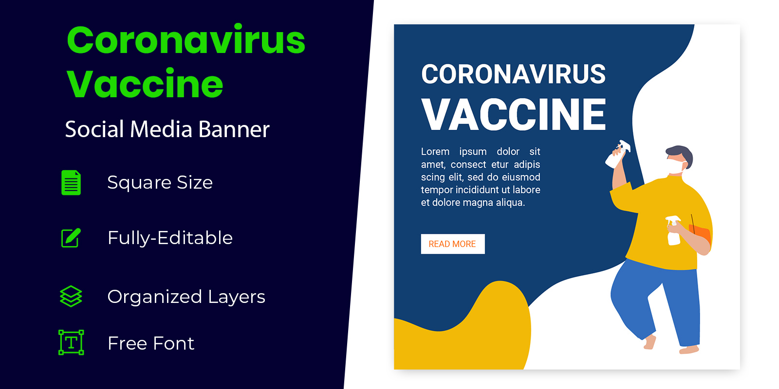 Coronavirus Flat Design Graphic Social Media