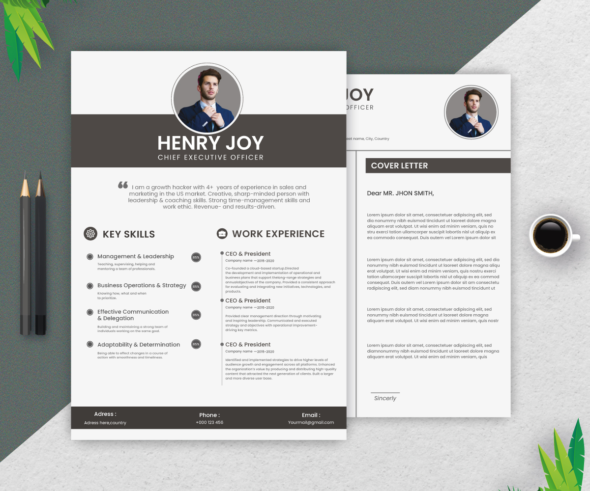 Clean and Professional CV Resume Template.