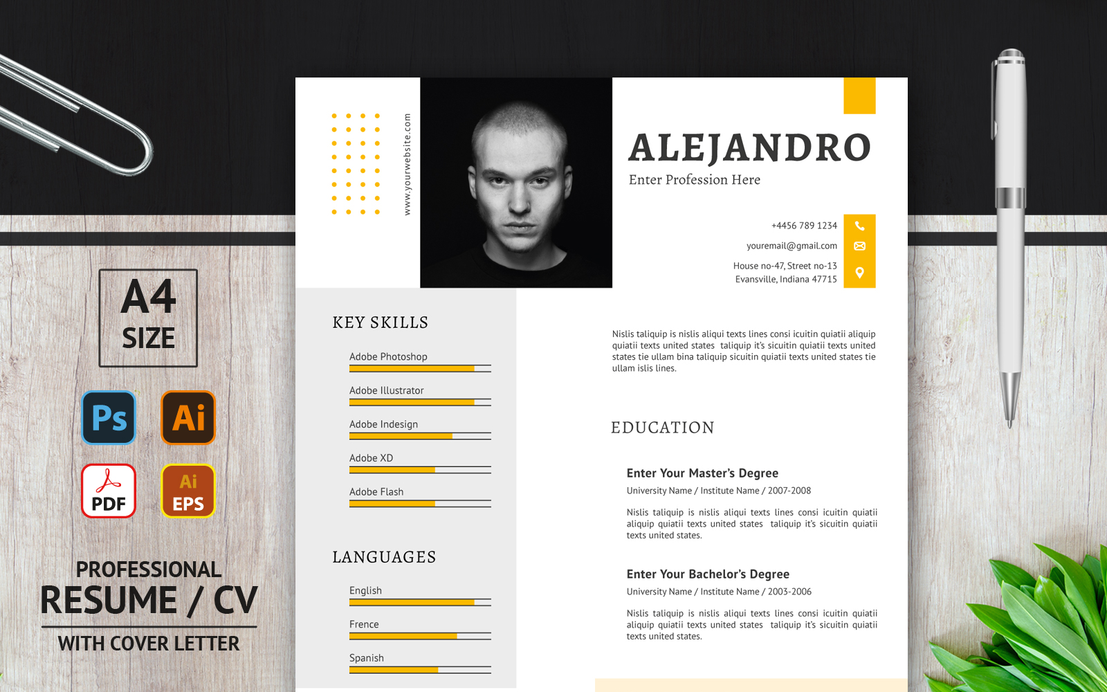 Alejandro - Simpe and Clean - Printable Resume Template