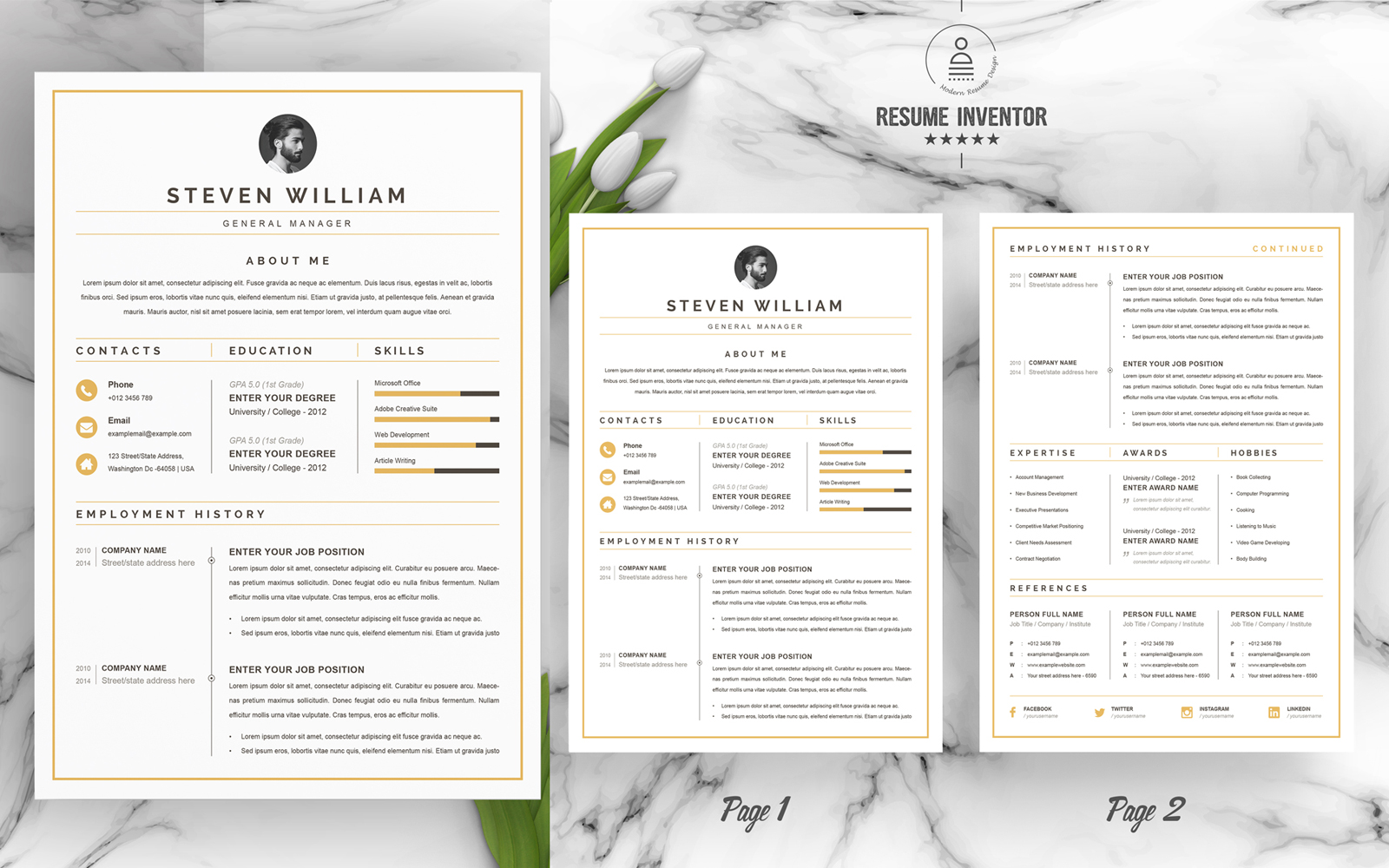 Steven / CV Template Printable Resume Templates