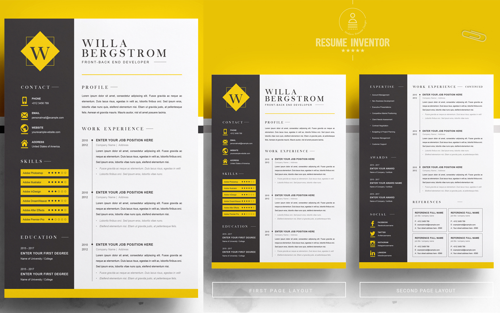 Willa / CV Template Printable Resume Templates