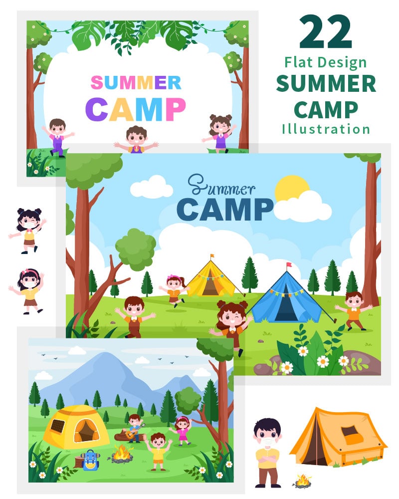 22 Summer Camp Landscape Illustration