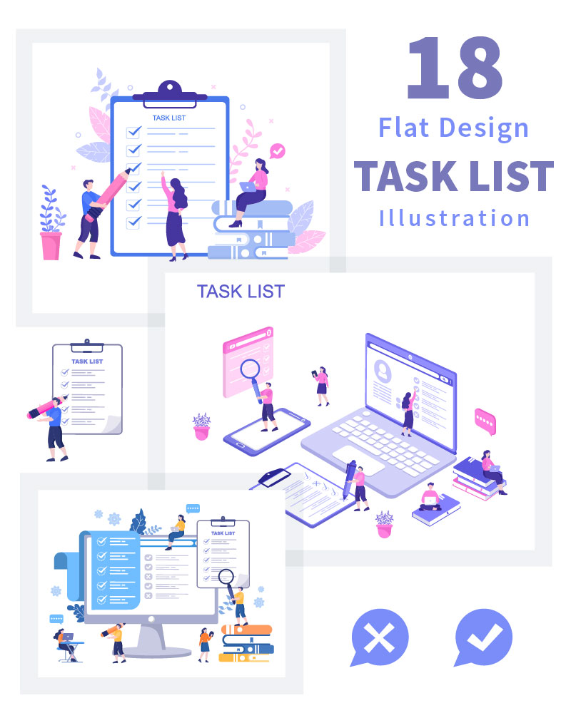 18 Task List Vector Illustration