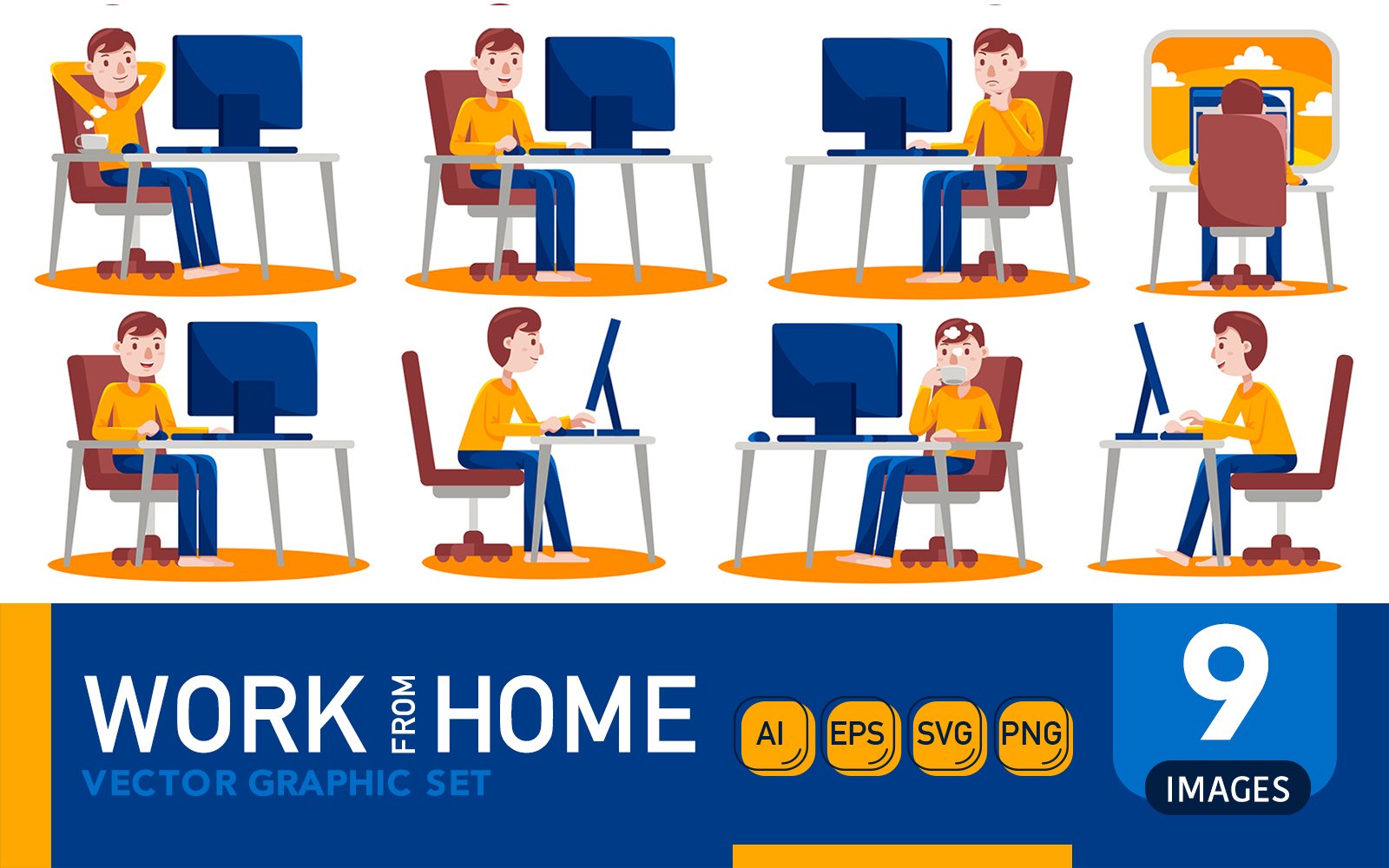 Work From Home #05 - Vector Graphic Set