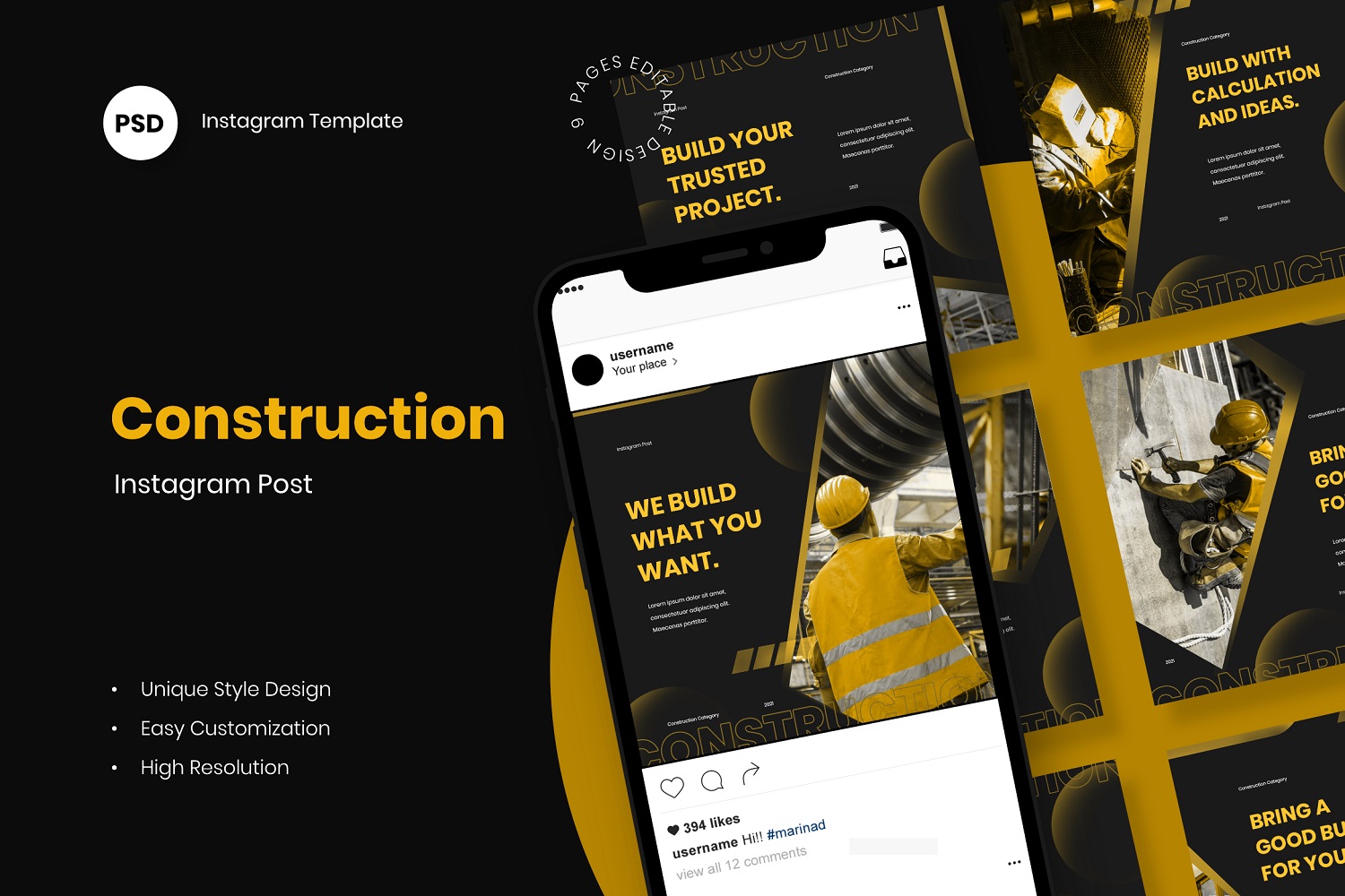 Construction Instagram Post Template Social Media