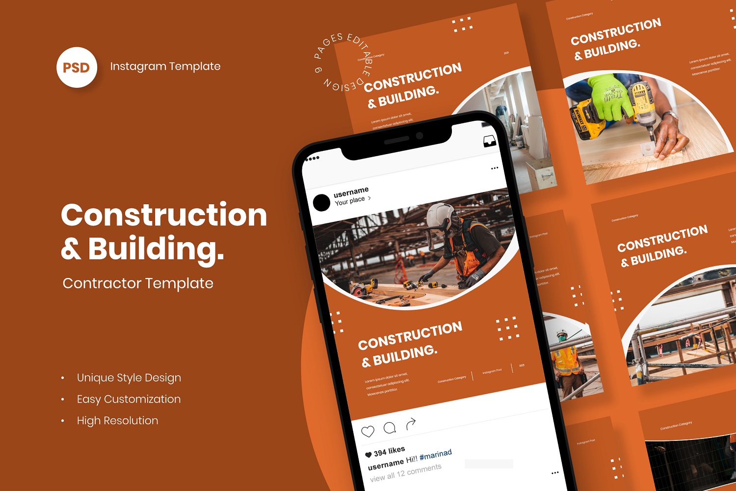 Construction & Building Instagram Post Template Social Media