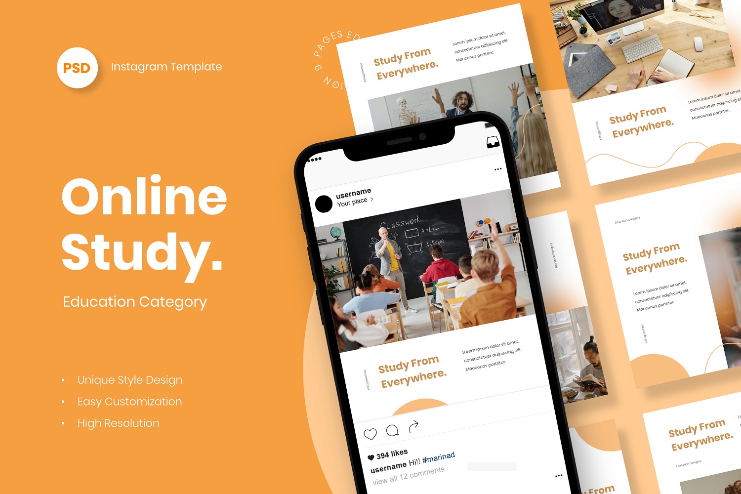 Online Study - Education Instagram Post Template Social Media