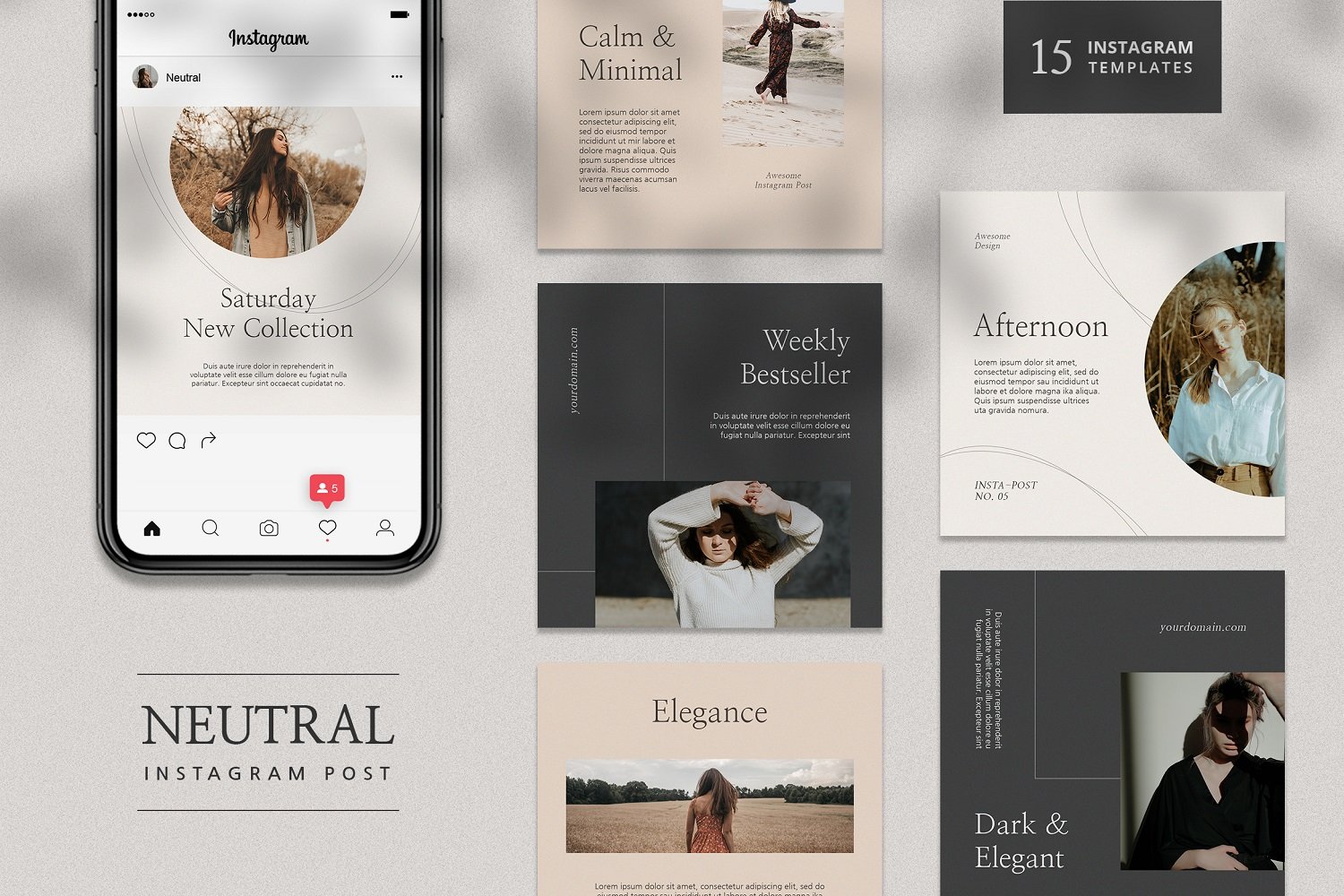 Neutral Color Instagram Post Template Social Media