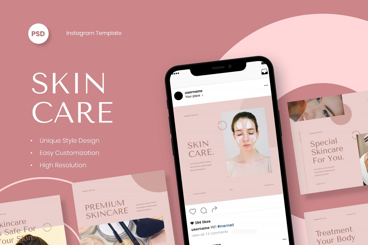 Skincare - Beauty Instagram Post Template Social Media