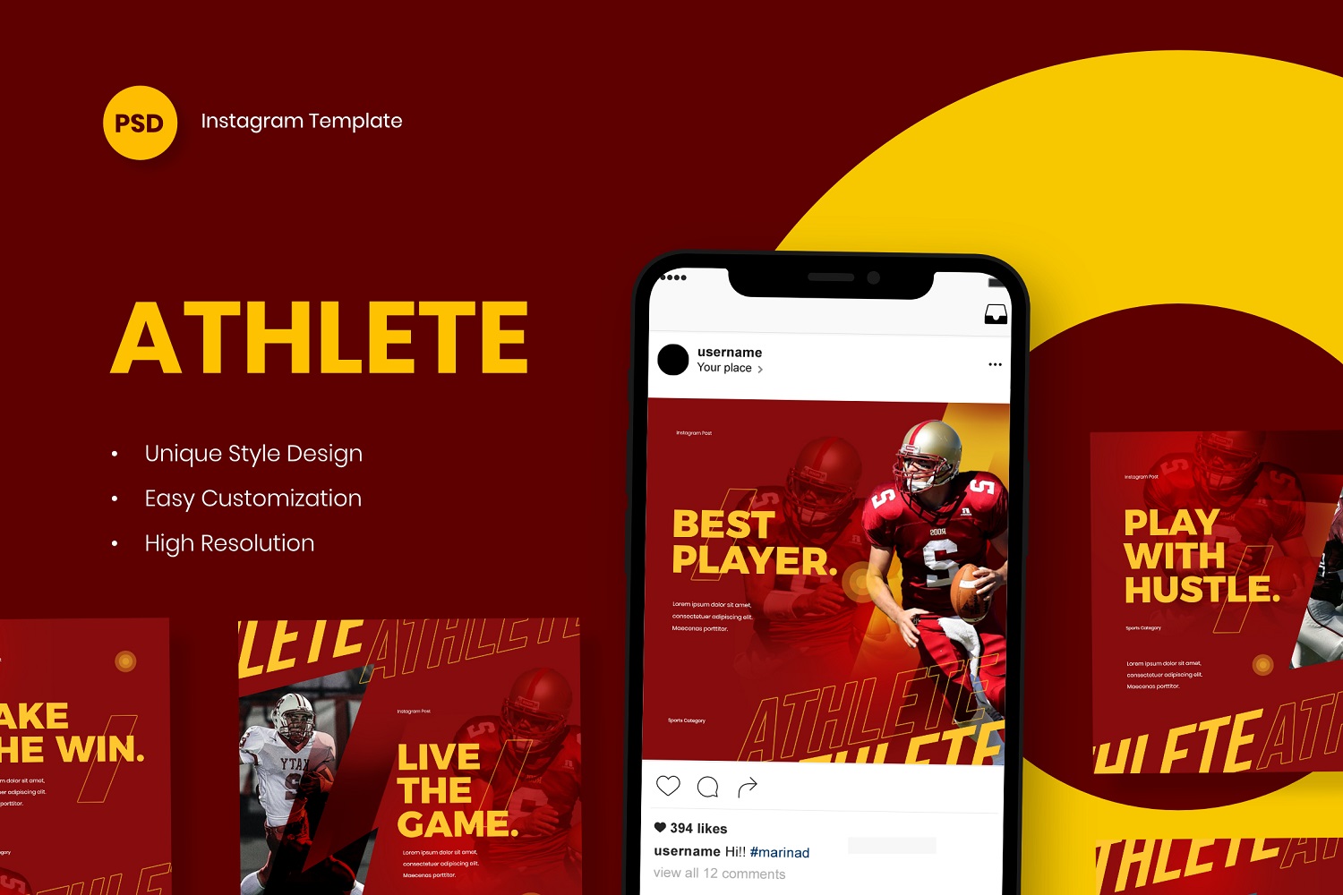 Athlete - Instagram Post Template Social Media