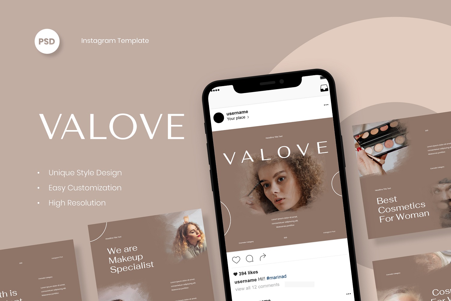 Valove - Beauty Cosmetic Instagram Post Template Social Media