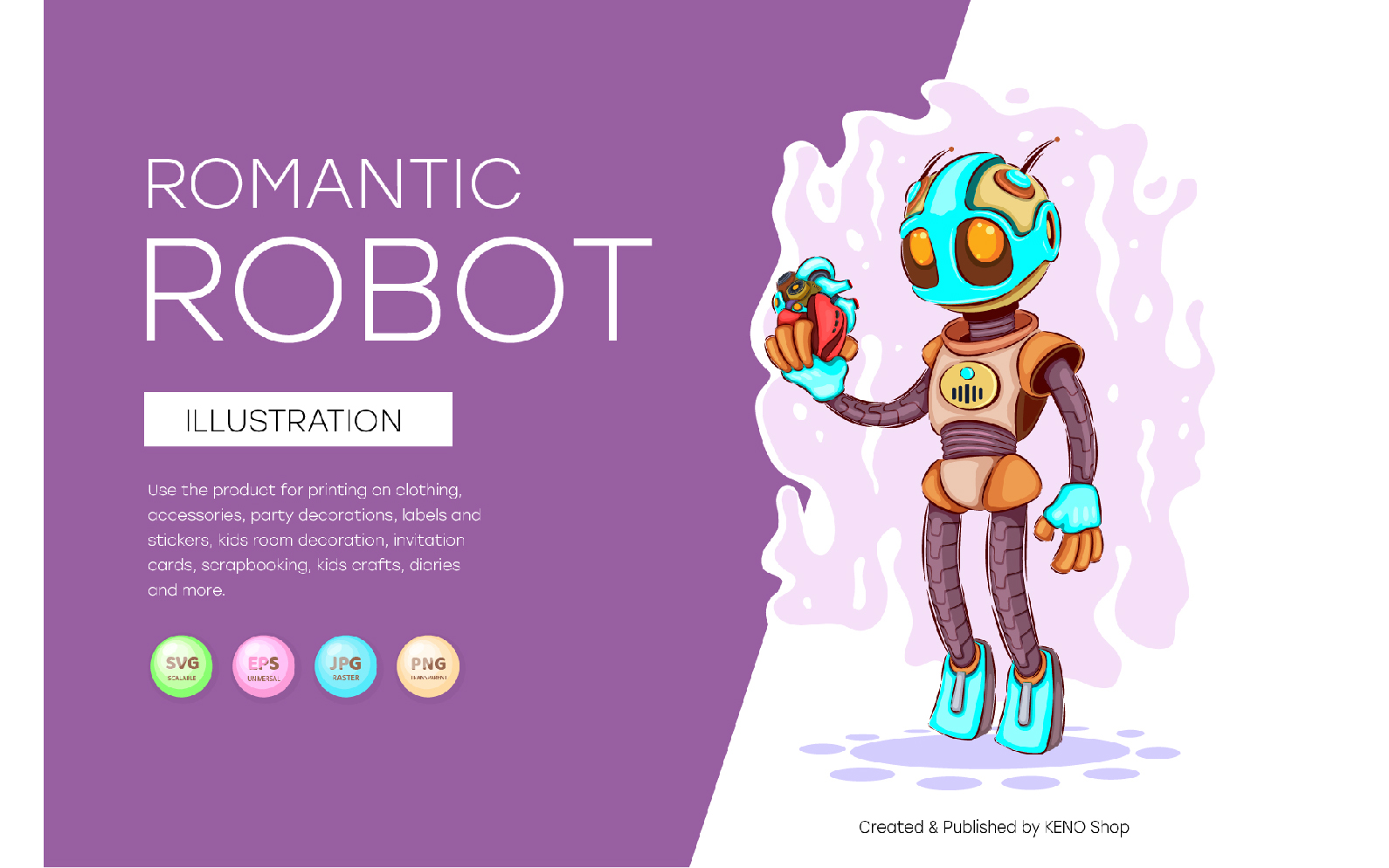 Romantic Сartoon Robot Vector