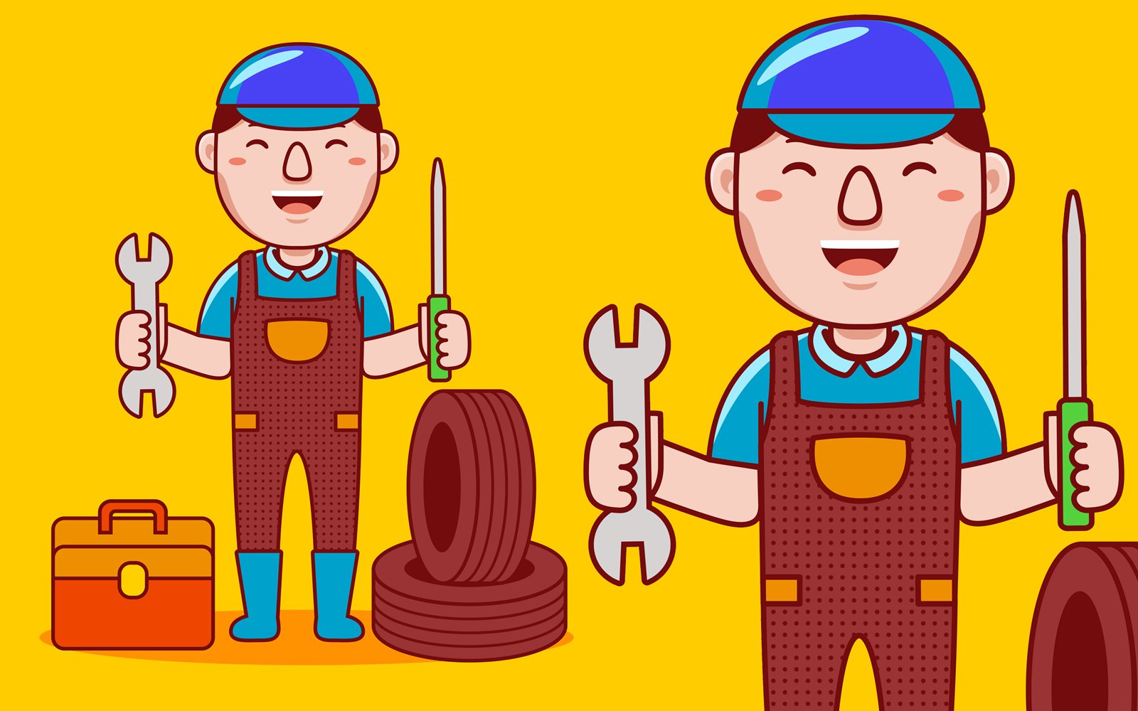 Mechanic Profession Cartoon - Vector Illustration