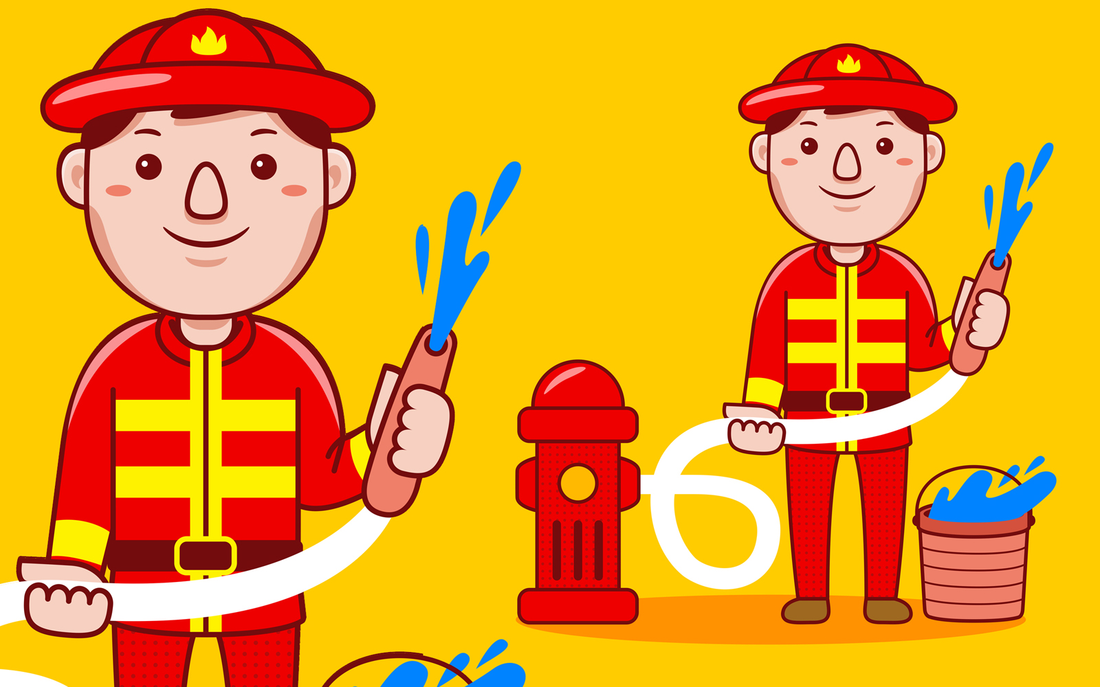 Firefighter Profession Cartoon - Vector Illustration