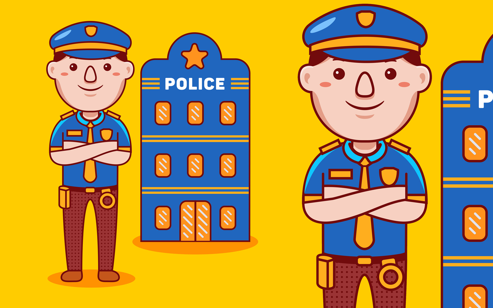 Police Profession Cartoon - Vector Illustration