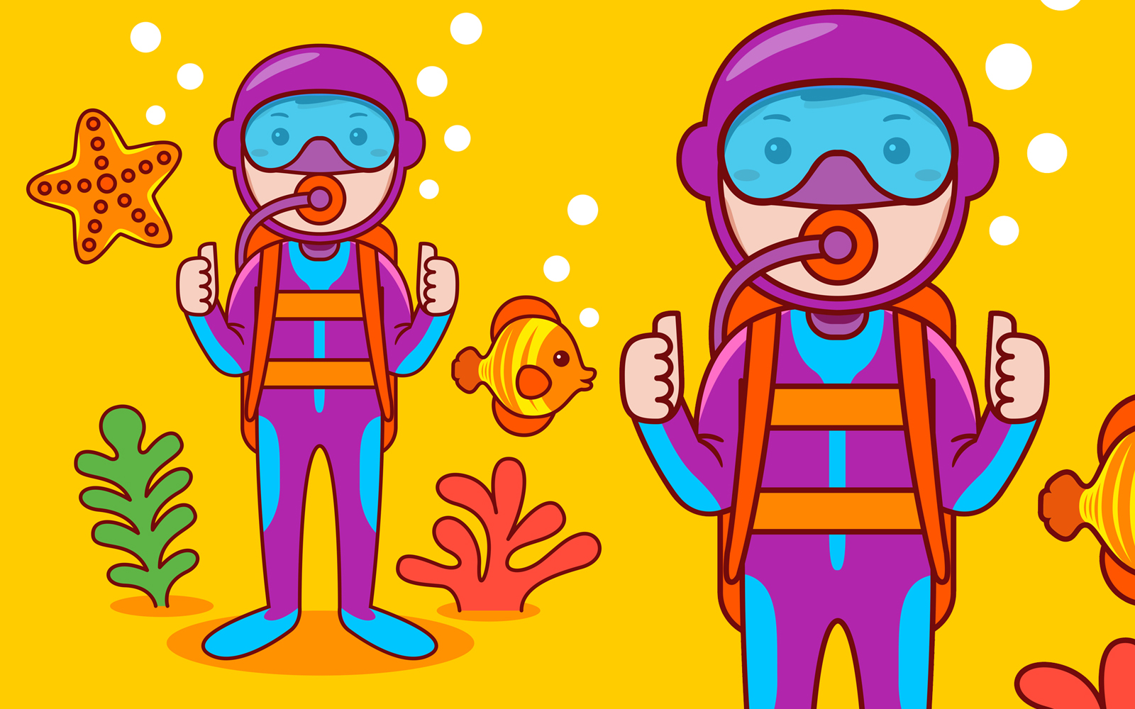 Diver Profession Cartoon - Vector Illustration