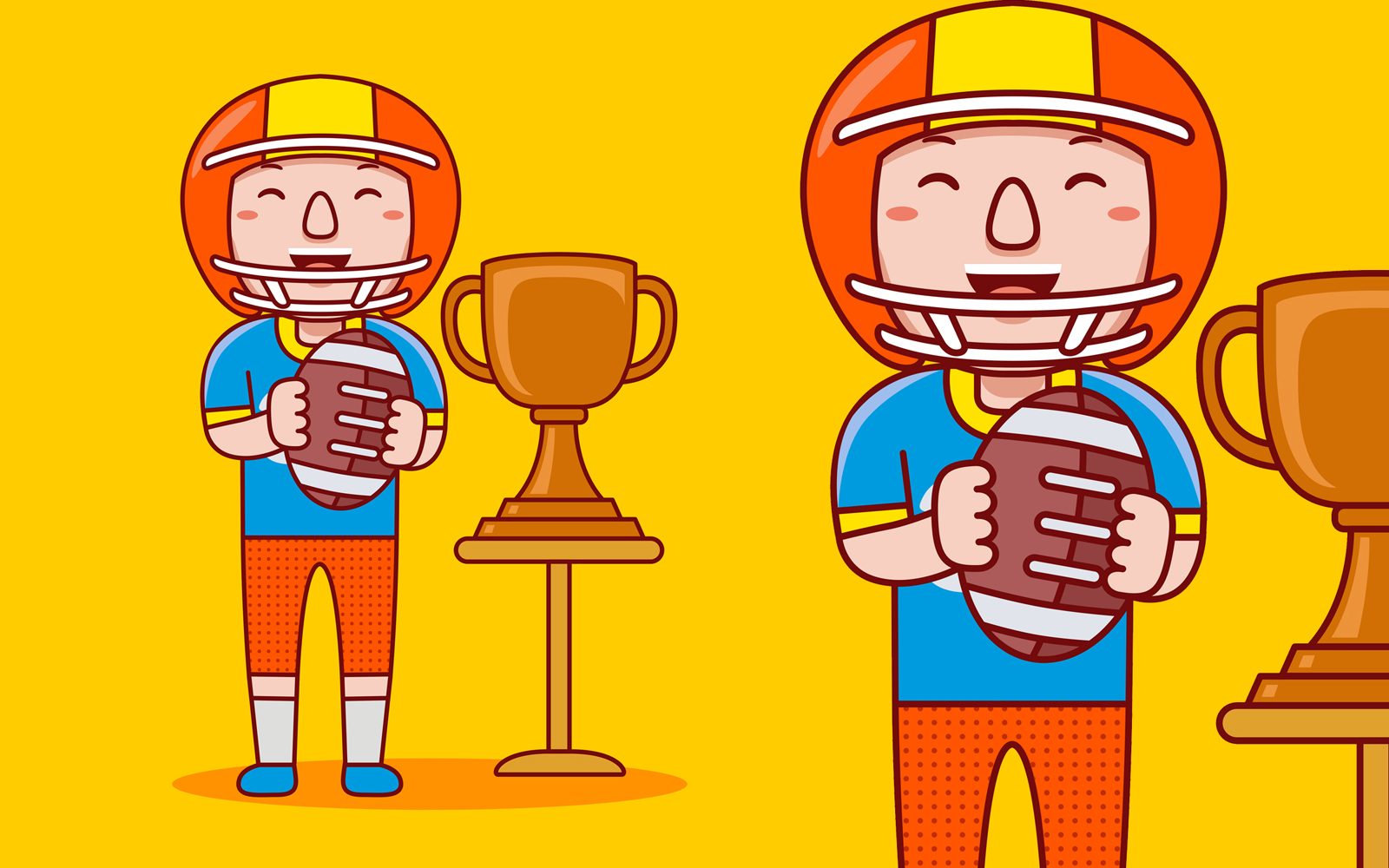 American Footballs Player Profession Cartoon - Vector Illustration