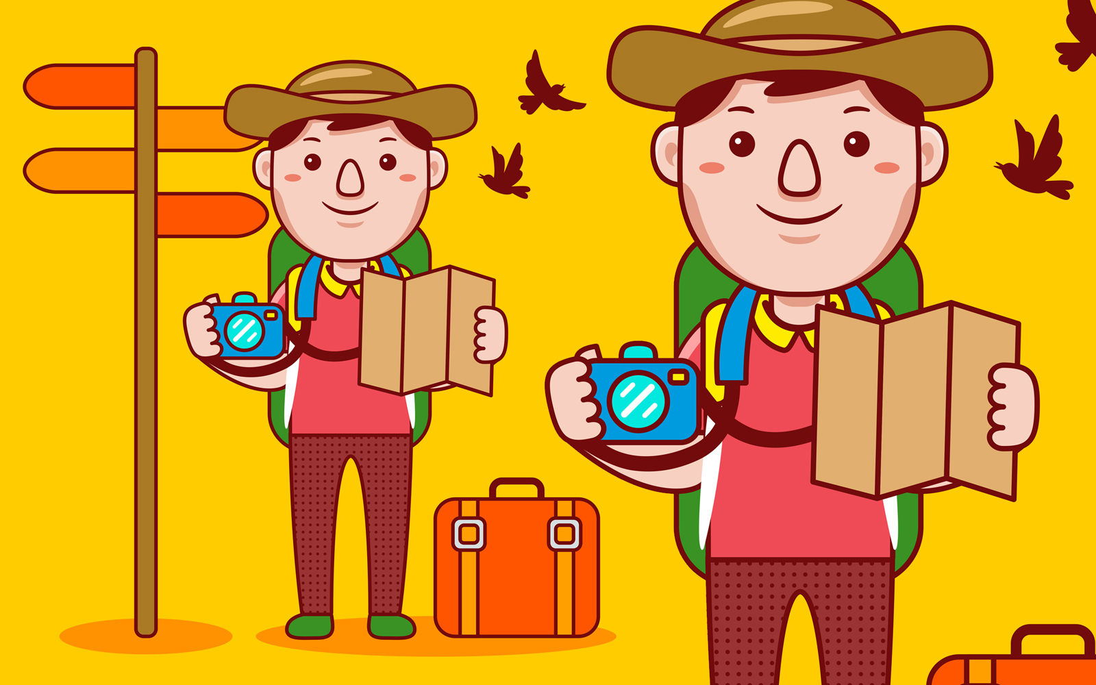 Traveller Profession Cartoon - Vector Illustration