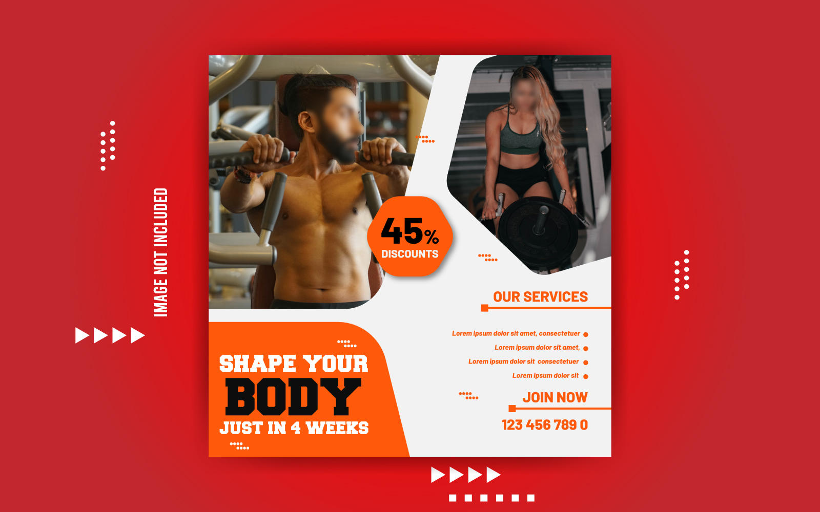 Gym Fitness Promotional Sale Banner Design Social Media